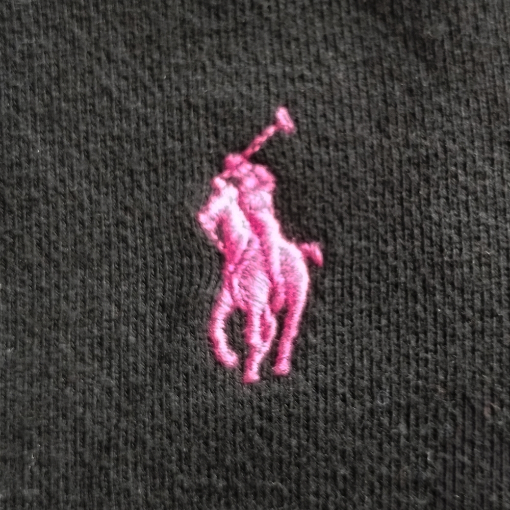 Ralph Lauren Sport 90s Vintage Black Zip Hoodie w Pink Pony - Picture 5 of 6